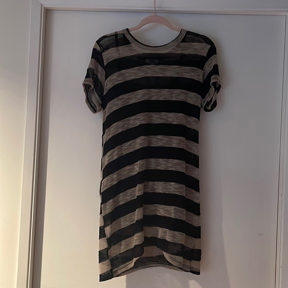 Knit black and beige tshirt dress